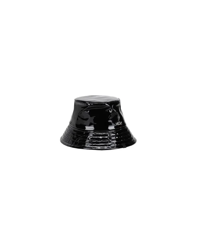 Karl Lagerfeld K/SIGNATURE PATENT BUCKET HAT   - ACCESSOIRES - Mützen & Hüteauf YOOX.COM Schwarz