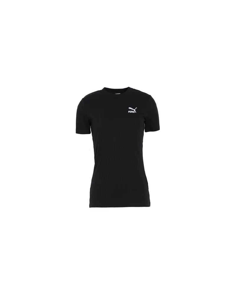 Puma CLASSICS Ribbed Slim Tee  - TOPS - T-shirtsauf YOOX.COM Schwarz