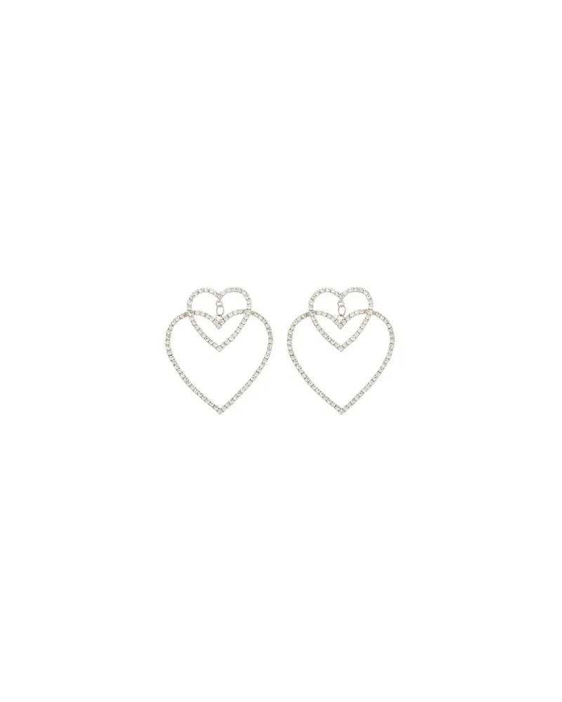 8 by Yoox DOUBLE HEART RHINESTONES EARRINGS  - SCHMUCK und UHREN - Ohrringeauf YOOX.COM Silber