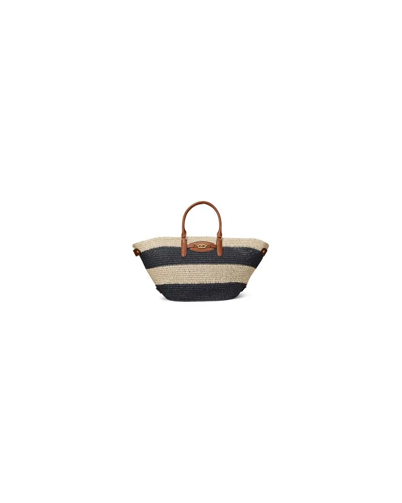 Ralph Lauren STRIPED STRAW MEDIUM DAPHNEY TOTE BAG  - TASCHEN - Handtaschenauf YOOX.COM Nachtblau