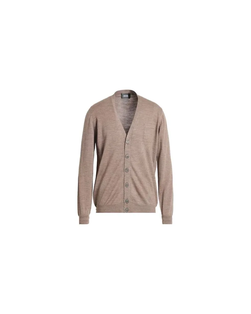Alpha Studio STRICKWAREN - Strickjackenauf YOOX.COM Khaki