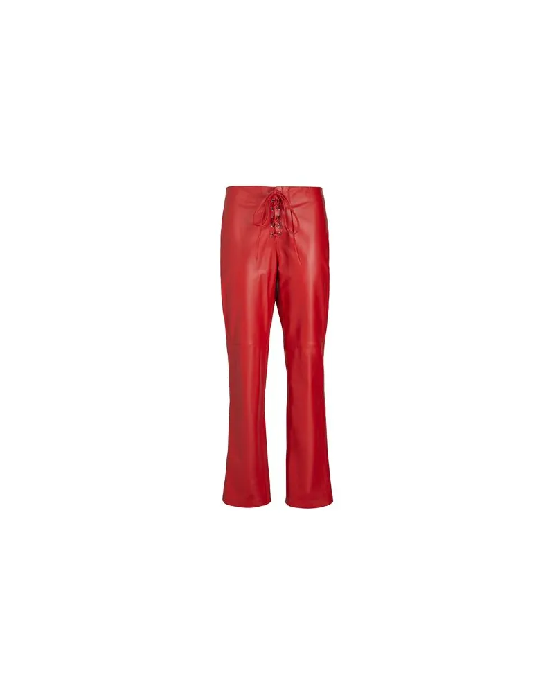8 by Yoox LEATHER LACE-UP PANTS  - HOSEN & RÖCKE - Hosenauf YOOX.COM Tomatenrot