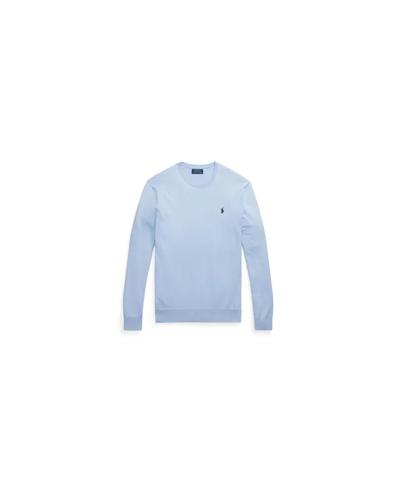 Ralph Lauren SLIM FIT TEXTURED COTTON SWEATER  - STRICKWAREN - Pulloverauf YOOX.COM Hellblau