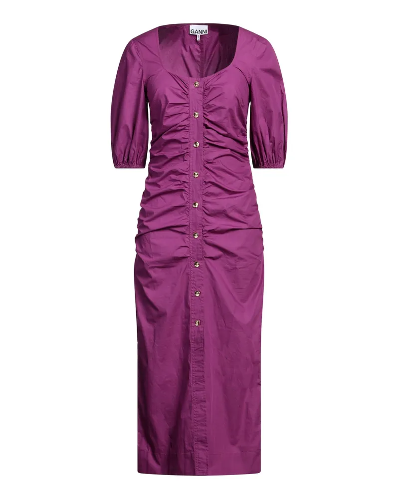 Ganni Midi-Kleid Fuchsia