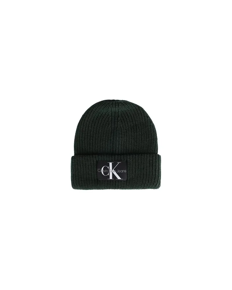 Calvin Klein MONOGRAM BEANIE  - ACCESSOIRES - Mützen & Hüteauf YOOX.COM Dunkelgrün