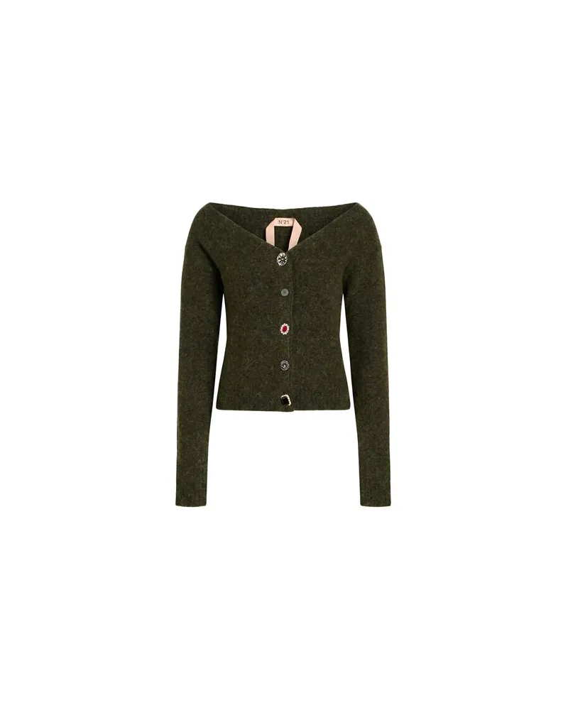 N° 21 STRICKWAREN - Strickjackenauf YOOX.COM Militärgrün