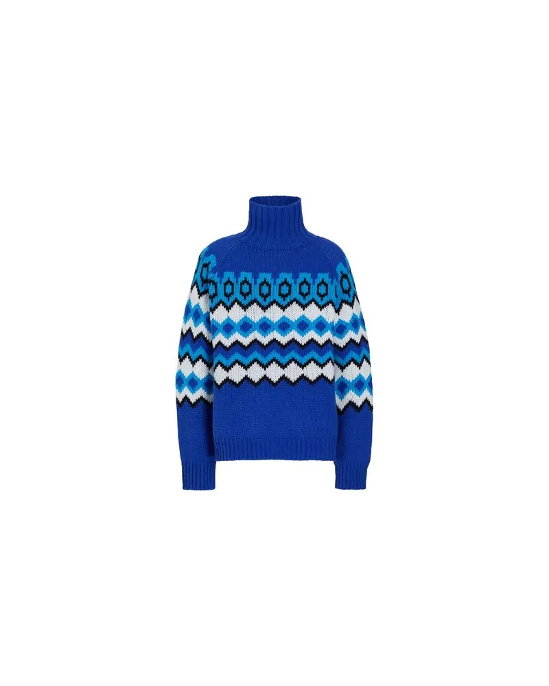 8 by Yoox WOOL BLEND JACQUARD MOCK NECK JUMPER  - STRICKWAREN - Rollkragenpulloverauf YOOX.COM Königsblau