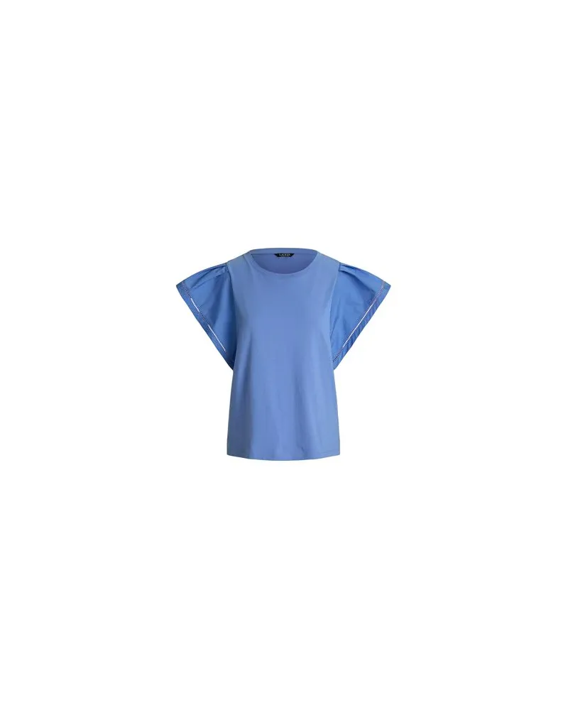 Ralph Lauren JERSEY FLUTTER-SLEEVE TEE  - TOPS - Topsauf YOOX.COM Hellblau