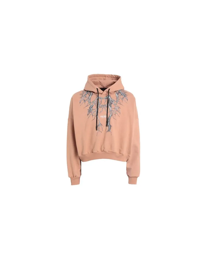 Phobia Archive TERRACOTTA CROP HOODIE WITH GREY LIGHTNING  - TOPS - Sweatshirtsauf YOOX.COM Kamel