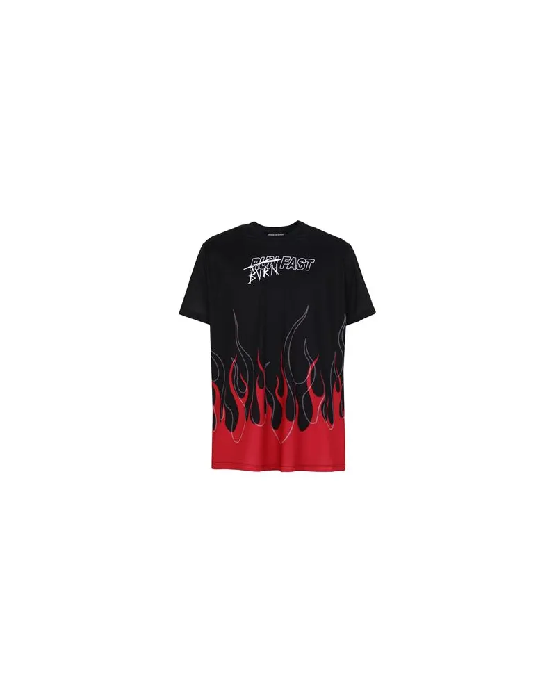 Vision Of Super BLACK ACTIVE T-SHIRT WITH RED FLAME  - TOPS - T-shirtsauf YOOX.COM Schwarz