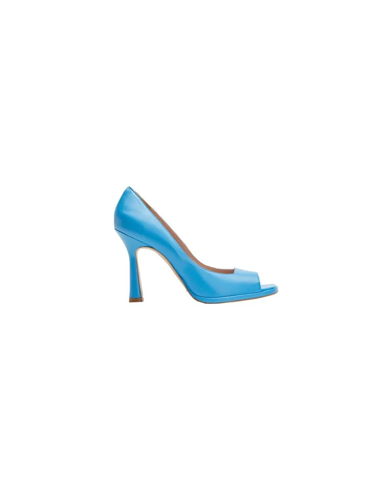 8 by Yoox LEATHER SQUARE OPEN-TOE PUMPS  - SCHUHE - Pumpsauf YOOX.COM Azurblau