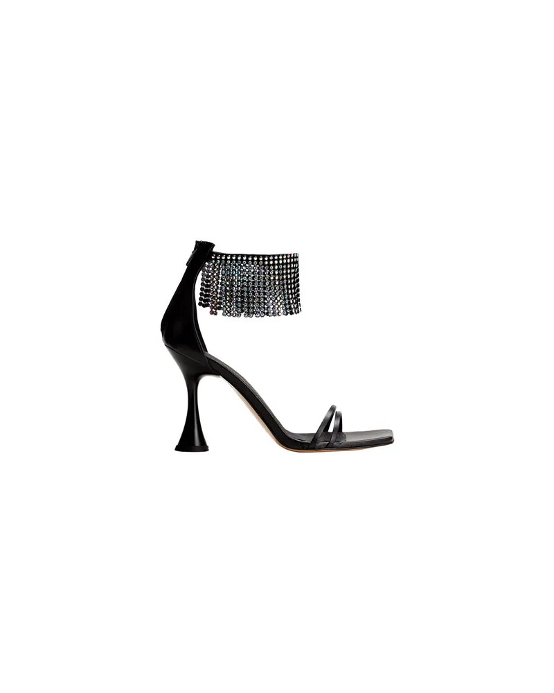 8 by Yoox LEATHER SANDALS WITH RHINESTONE EMBELLISHMENT  - SCHUHE - Sandalenauf YOOX.COM Schwarz