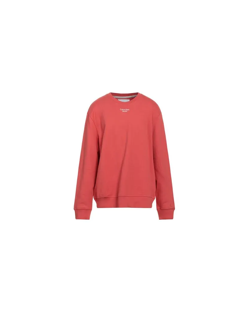 Calvin Klein STACKED LOGO CREW NECK  - TOPS - Sweatshirtsauf YOOX.COM Koralle