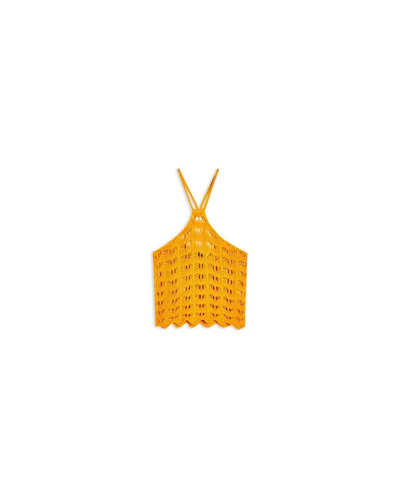 Topshop ORANGE SHELL STITCH KNITTED CROP TOP   - TOPS - Topsauf YOOX.COM Orange