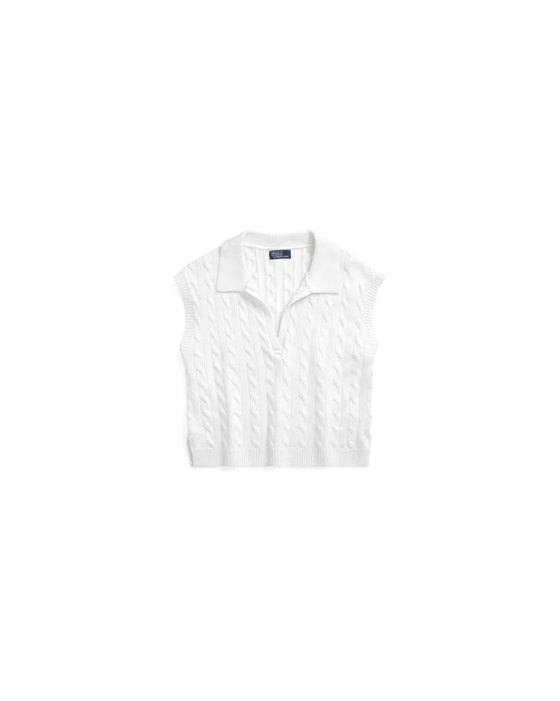 Ralph Lauren CROPPED CABLE SILK-BLEND POLO SWEATER  - STRICKWAREN - Pulloverauf YOOX.COM Elfenbein