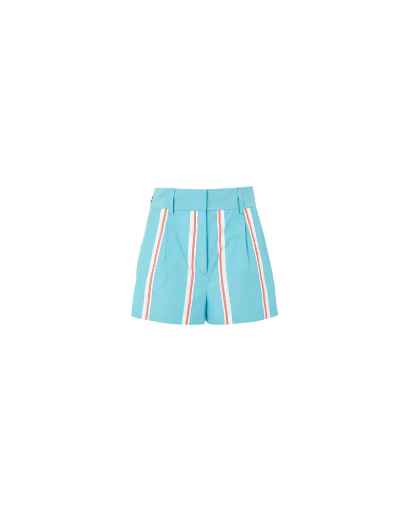 8 by Yoox PRINTED COTTON HIGH-WAIST SHORTS W/POCKETS   - HOSEN & RÖCKE - Shorts & Bermudashortsauf YOOX.COM Tūrkis
