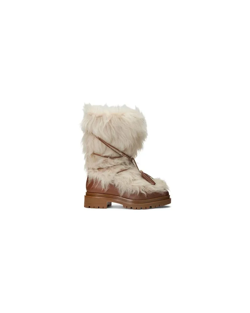 Ralph Lauren CELIA SHEARLING & BURNISHED LEATHER BOOT  - SCHUHE - Stiefelauf YOOX.COM Lederfarben
