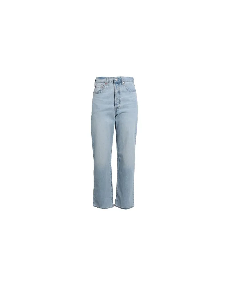Levi's RIBCAGE STRAIGHT ANKLE LIGHT INDIGO - FLAT FINISH  - HOSEN & RÖCKE - Jeanshosenauf YOOX.COM Blau