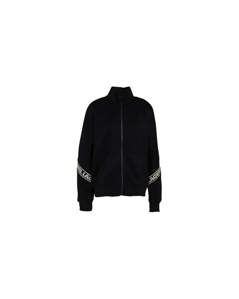 Karl Lagerfeld LOGO GLITTER TAPE ZIP-UP SWEAT  - TOPS - Sweatshirtsauf YOOX.COM Schwarz