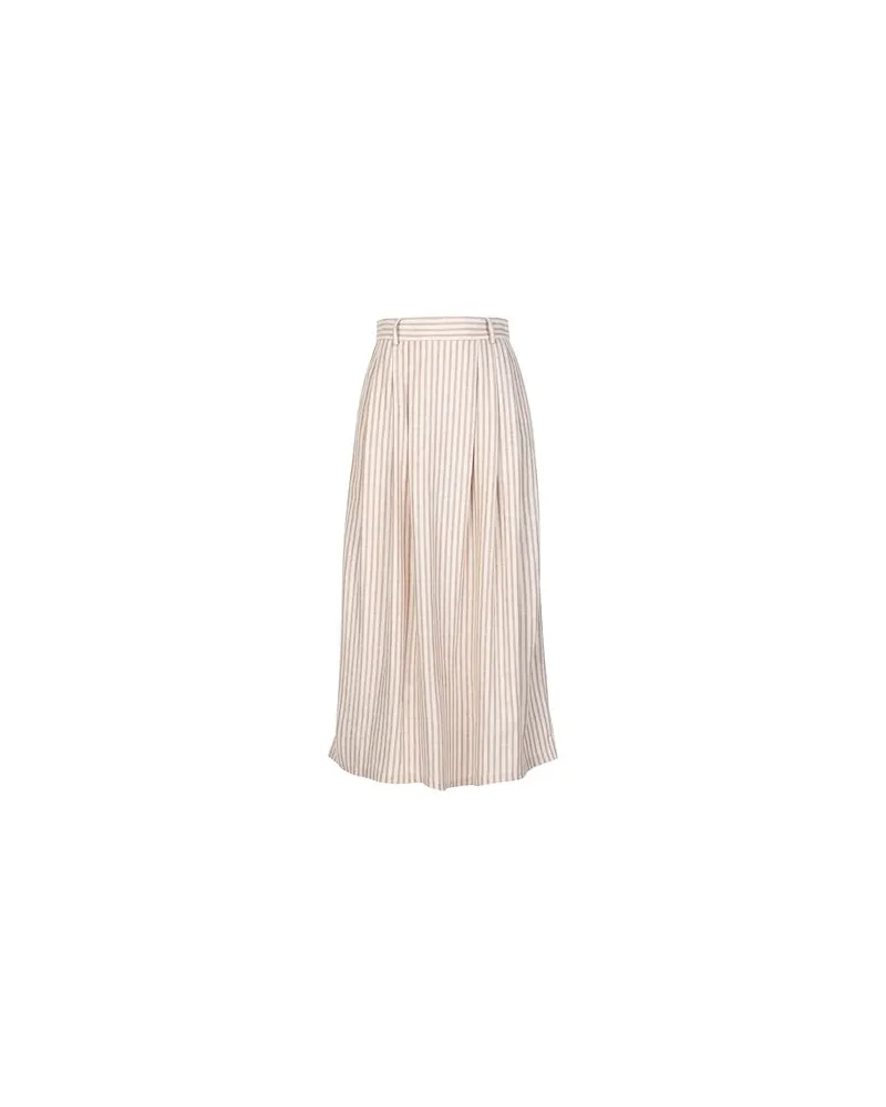 8 by Yoox STRIPED LINEN HIGH-WAIST PLEATED MIDI SKIRT   - HOSEN & RÖCKE - Midi-Röckeauf YOOX.COM Beige