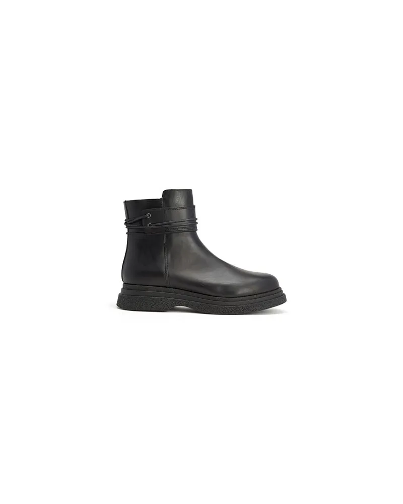 8 by Yoox LEATHER PLATFORM ANKLE BOOTS WITH STRING DETAILS - SCHUHE - Stiefelettenauf YOOX.COM Schwarz