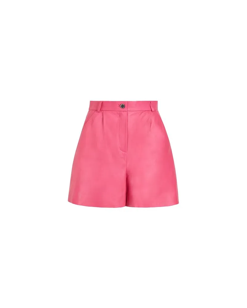8 by Yoox LEATHER HIGH-WAIST PLEATED SHORTS  - HOSEN & RÖCKE - Shorts & Bermudashortsauf YOOX.COM Magenta