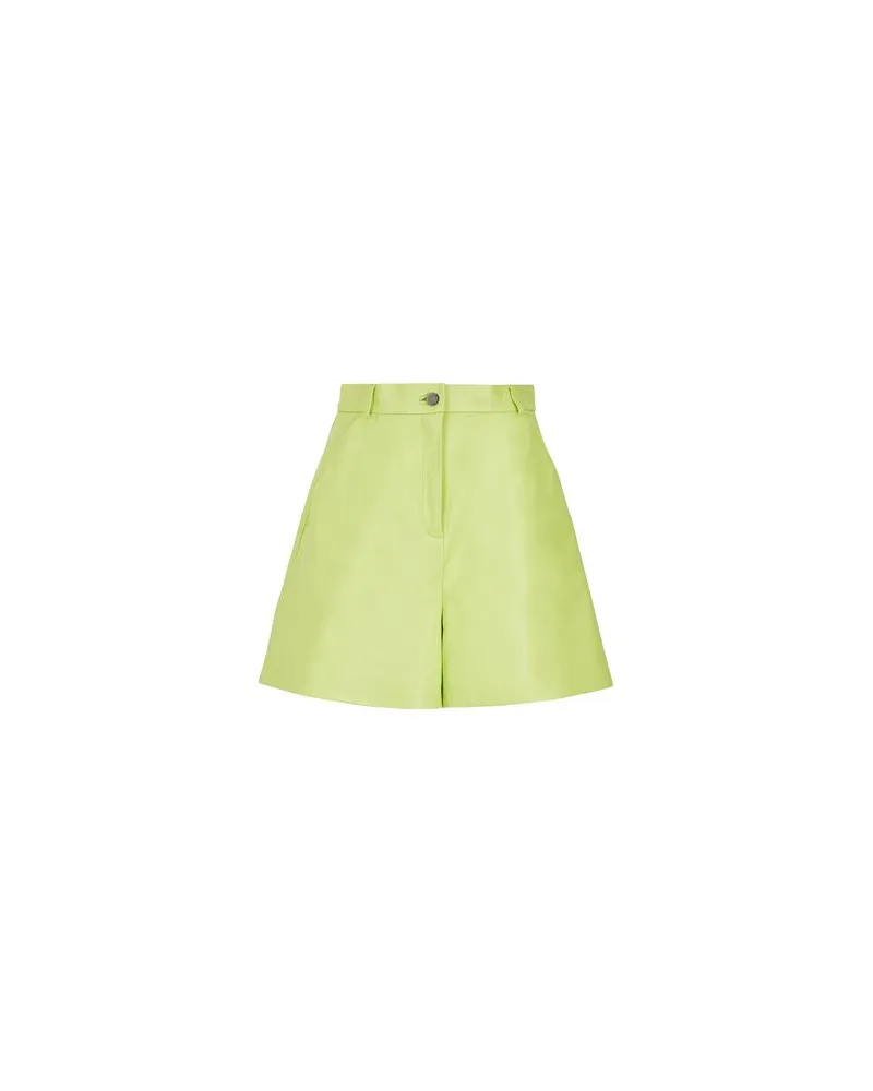 8 by Yoox LEATHER HIGH-WAIST PLEATED SHORTS  - HOSEN & RÖCKE - Shorts & Bermudashortsauf YOOX.COM Limettengrün