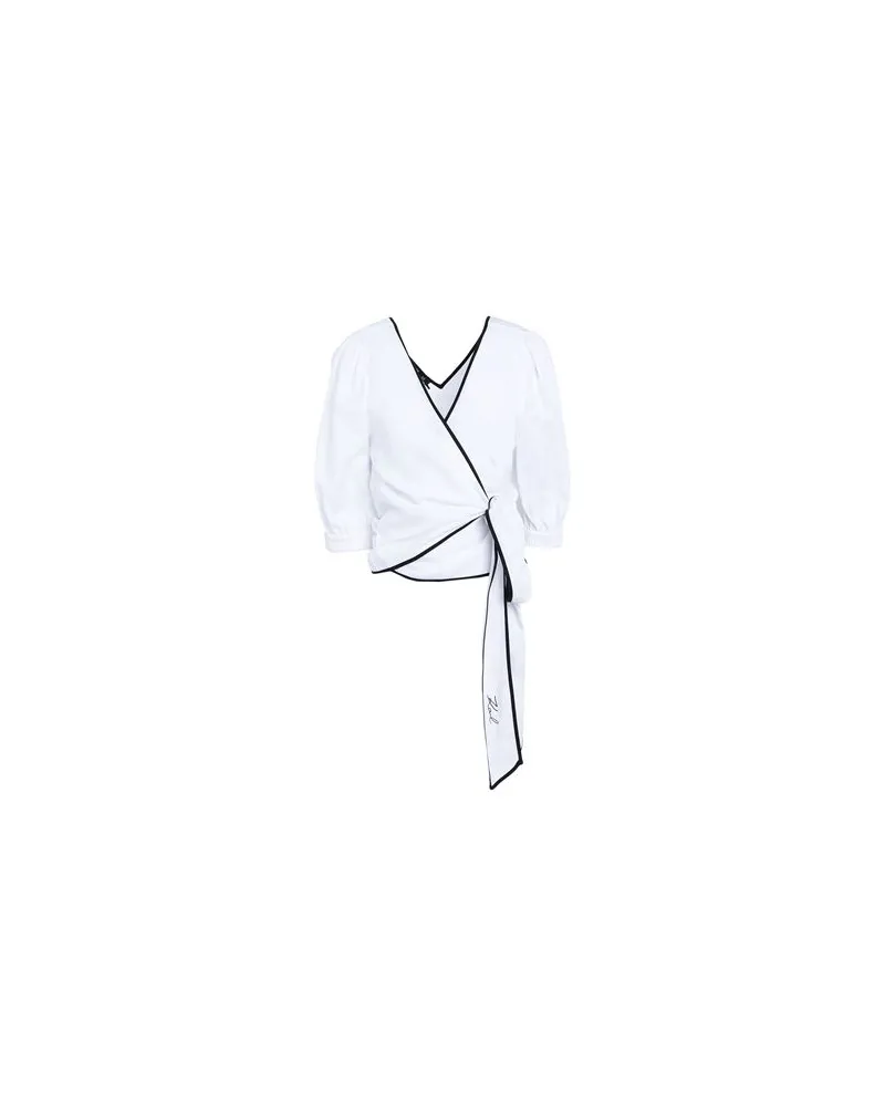 Karl Lagerfeld LINEN TOP W/ CONTRAST PIPING  - TOPS - Topsauf YOOX.COM Weiß