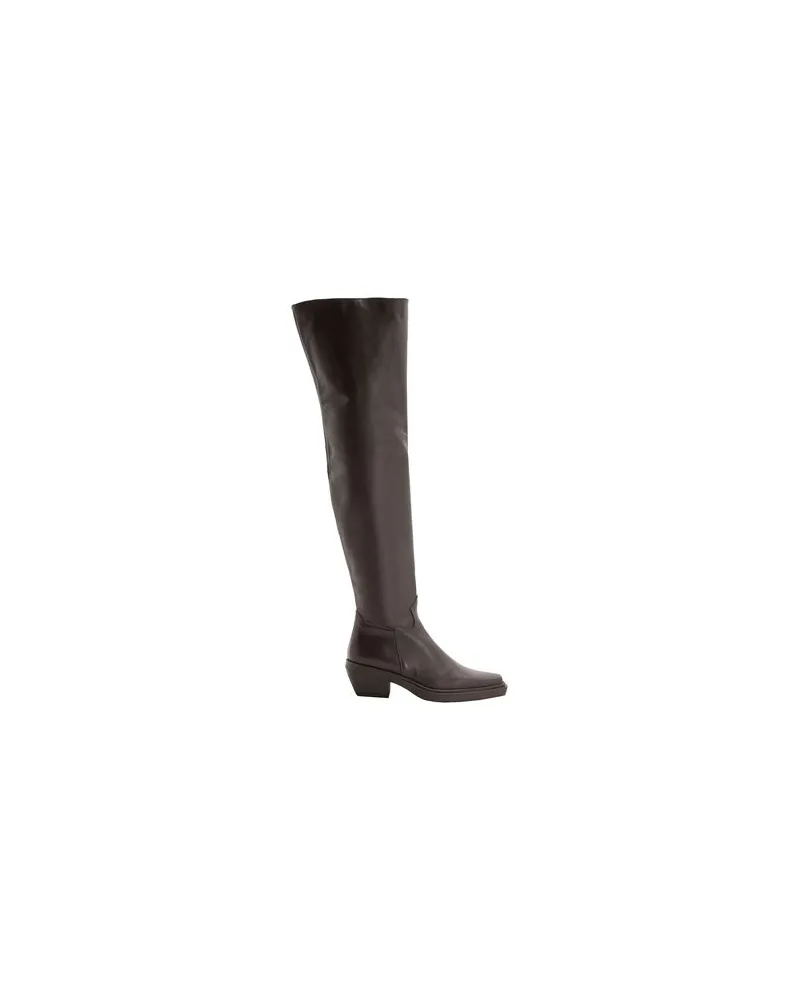 8 by Yoox LEATHER WESTERN OVER-THE-KNEE BOOTS - SCHUHE - Stiefelauf YOOX.COM Dunkelbraun