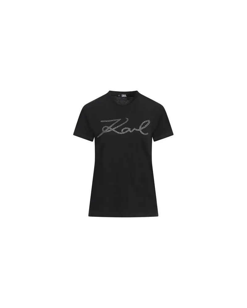 Karl Lagerfeld RHINESTONE LOGO T-SHIRT  - TOPS - T-shirtsauf YOOX.COM Schwarz