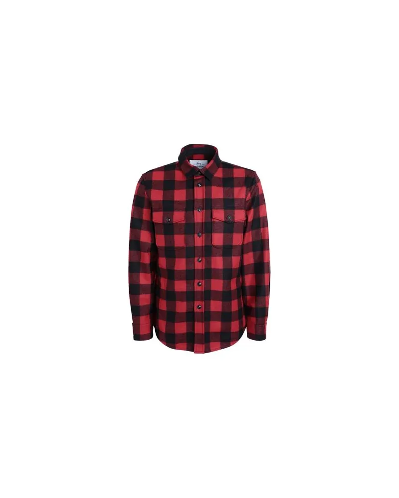 Woolrich ALASKAN MELTON WOOL OVERSHIRT   - TOPS - Hemdenauf YOOX.COM Rot