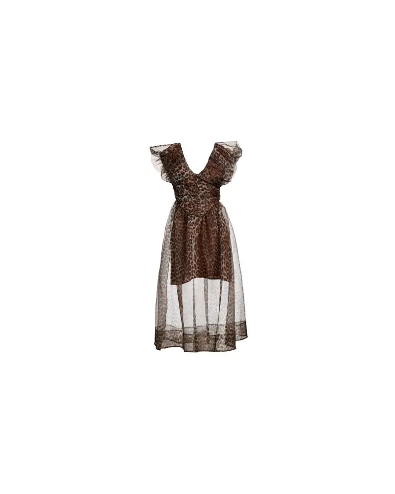 Ganni KLEIDER - Midi-Kleiderauf YOOX.COM Braun