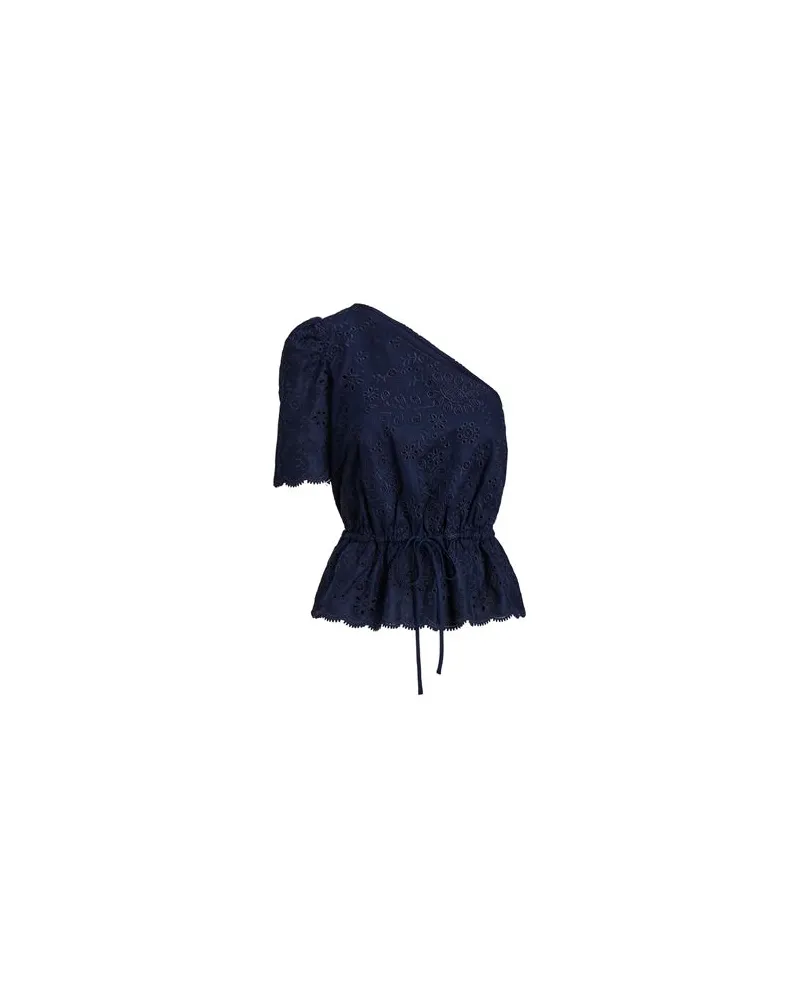 Ralph Lauren ONE-SHOULDER EYELET LINEN TOP  - TOPS - Topsauf YOOX.COM Marineblau