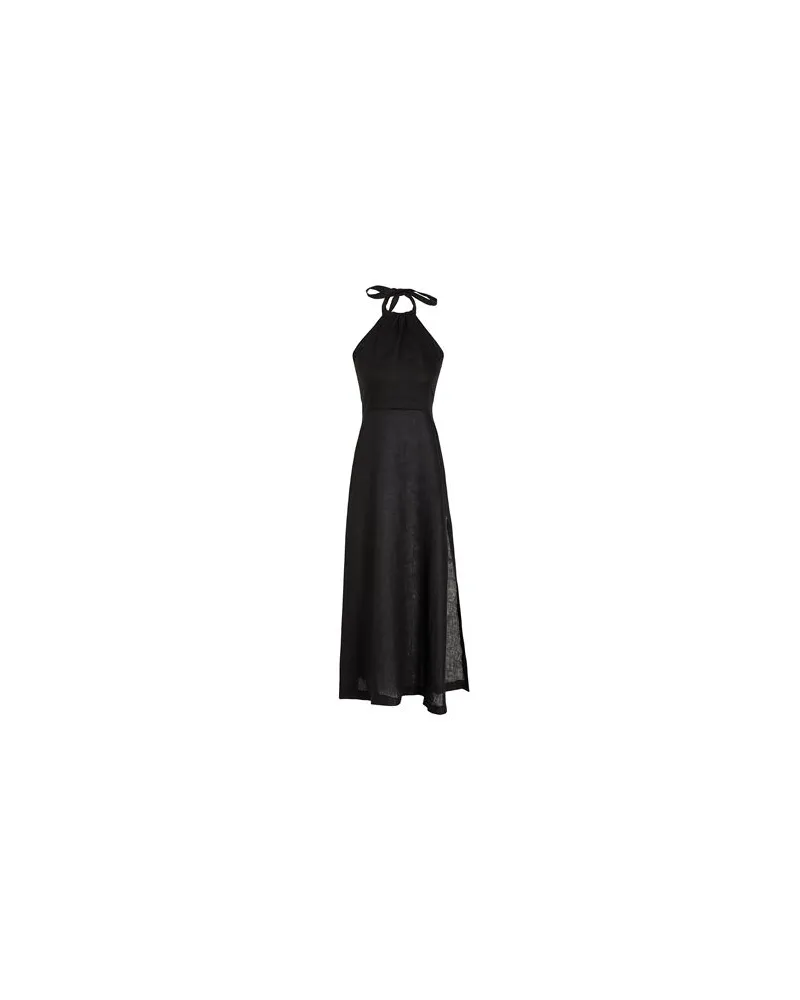 8 by Yoox LINEN HALTER LONG DRESS - KLEIDER - Maxi-Kleiderauf YOOX.COM Schwarz