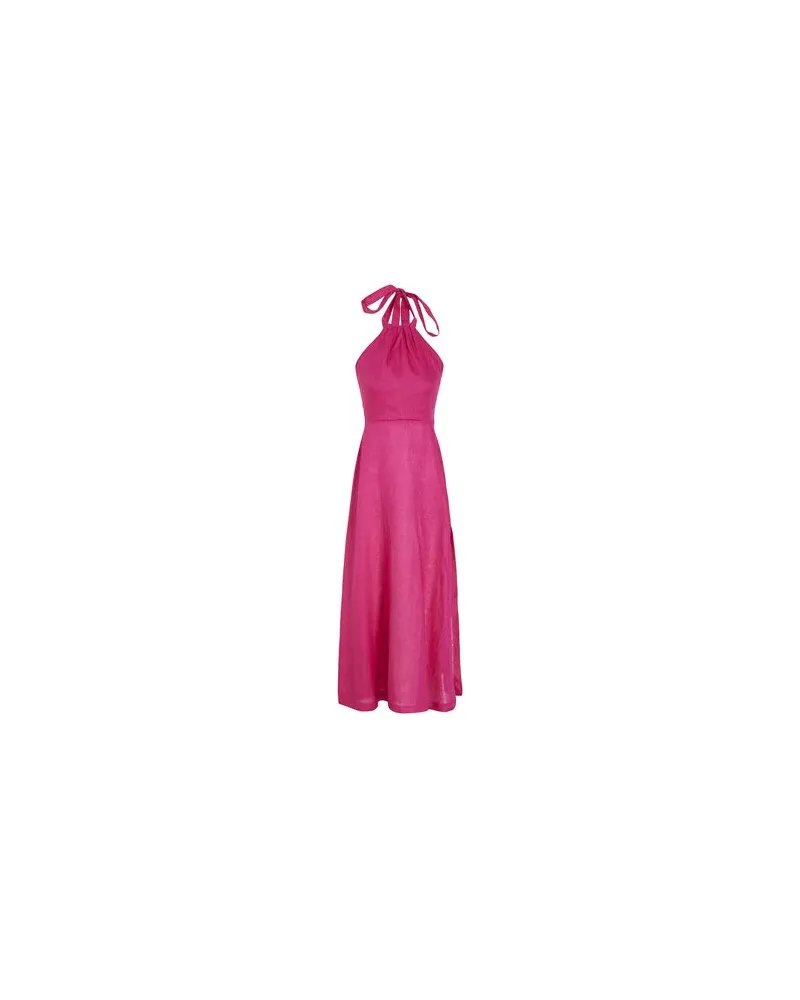 8 by Yoox LINEN HALTER LONG DRESS - KLEIDER - Maxi-Kleiderauf YOOX.COM Fuchsia