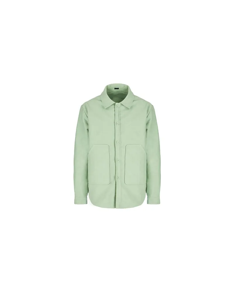 8 by Yoox COTTON OVERSHIRT JACKET  - TOPS - Hemdenauf YOOX.COM Salbeigrün