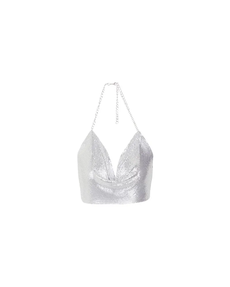 8 by Yoox METAL HALTER CHAIN CROP TOP  - TOPS - Topsauf YOOX.COM Silber