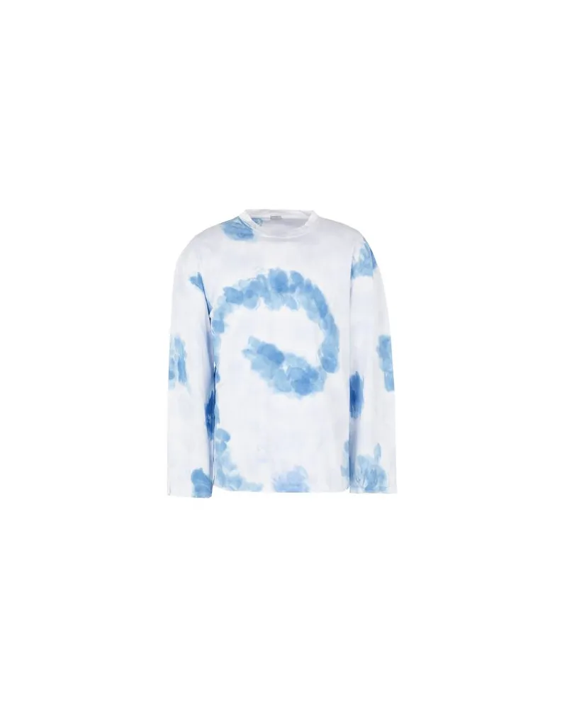 8 by Yoox ORGANIC COTTON TIE & DYE OVERSIZE L/SLEEVE T-SHIRT  - TOPS - T-shirtsauf YOOX.COM Himmelblau