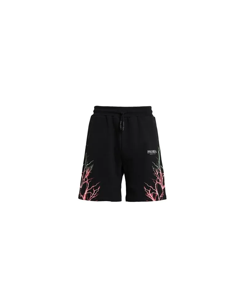 Phobia Archive BLACK SHORTS WITH RED AND GREEN LIGHTNING  - HOSEN & RÖCKE - Shorts & Bermudashortsauf YOOX.COM Schwarz