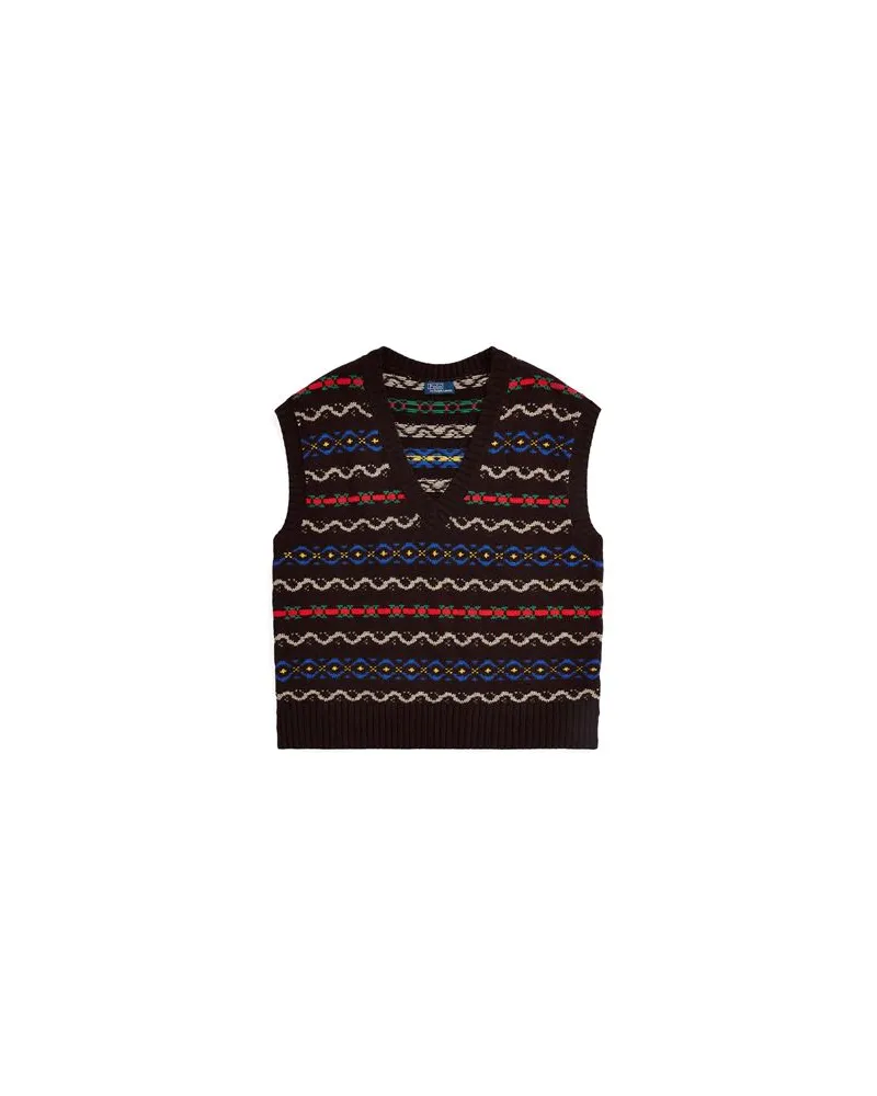 Ralph Lauren FAIR ISLE SWEATER VEST  - STRICKWAREN - Pulloverauf YOOX.COM Dunkelbraun
