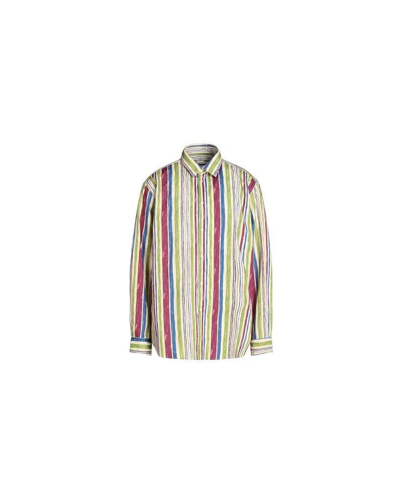 8 by Yoox COTTON STRIPED OVERSIZE SHIRT  - TOPS - Hemdenauf YOOX.COM Grün