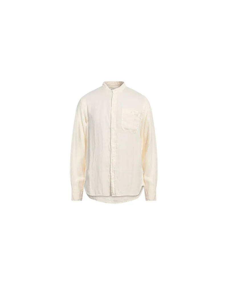 Woolrich BAND COLLAR LINEN SHIRT  - TOPS - Hemdenauf YOOX.COM Cremeweiß