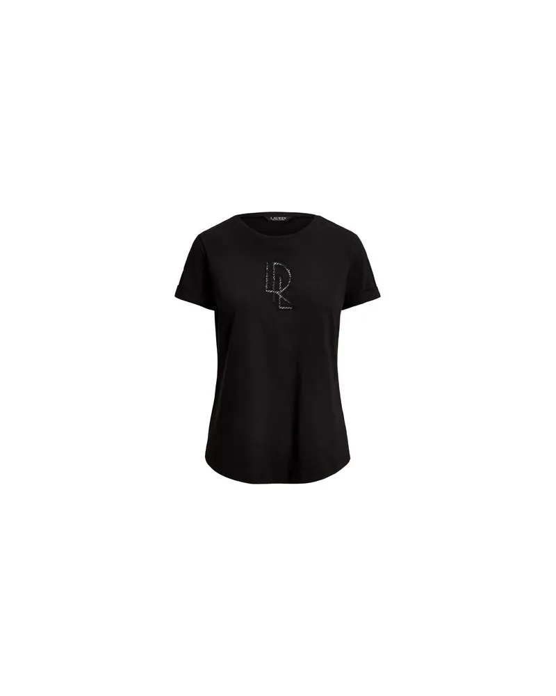 Ralph Lauren BEADED-LOGO COTTON-BLEND-JERSEY TEE  - TOPS - T-shirtsauf YOOX.COM Schwarz