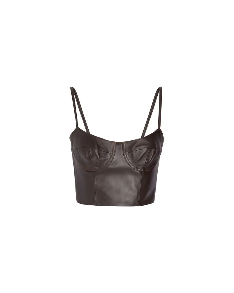 8 by Yoox LEATHER BODYCON CROP TOP  - TOPS - Topsauf YOOX.COM Schokobraun