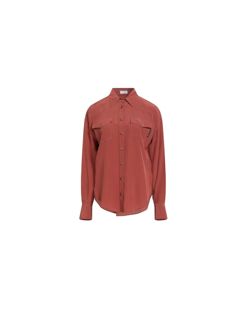 Brunello Cucinelli TOPS - Hemdenauf YOOX.COM Ziegelrot