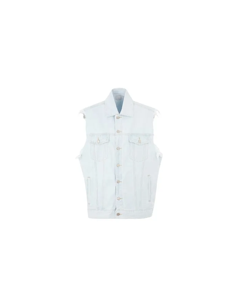 8 by Yoox ORGANIC COTTON DENIM FRINGED OVERSIZED VEST  - JACKEN & MÄNTEL - Jeansjacken/Mäntelauf YOOX.COM Blau