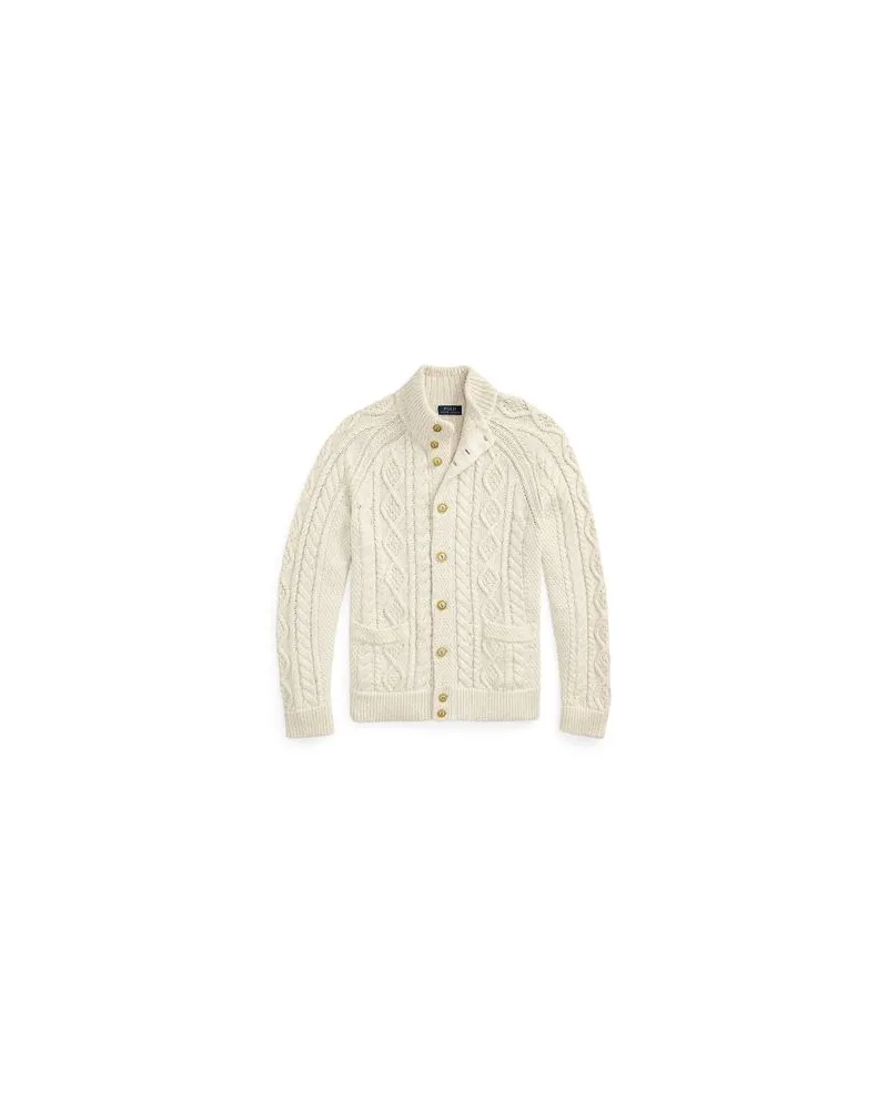 Ralph Lauren ARAN-KNIT MARLED COTTON CARDIGAN  - STRICKWAREN - Strickjackenauf YOOX.COM Elfenbein