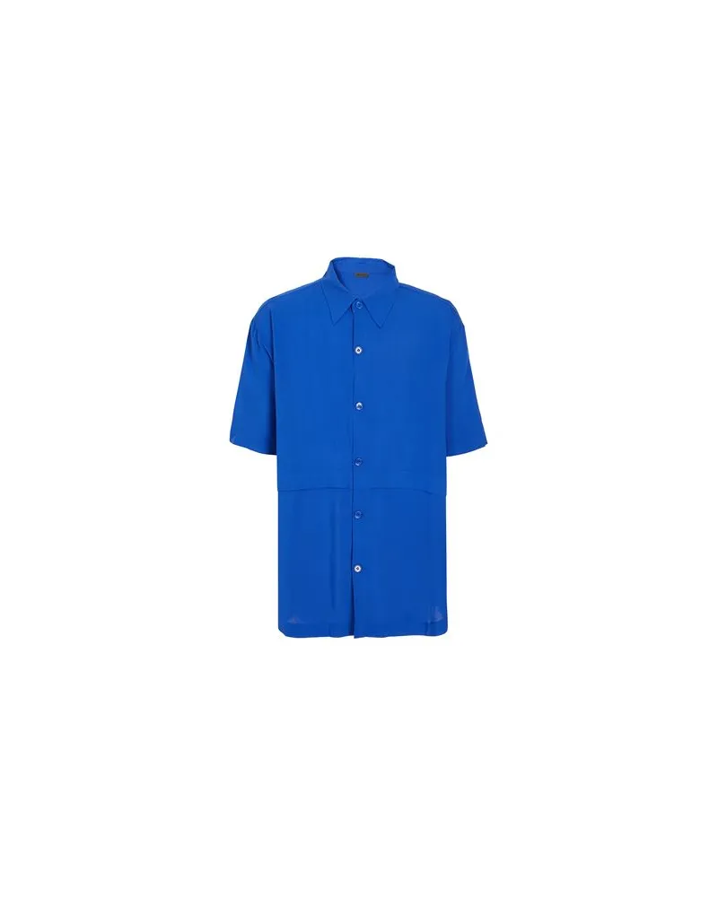 8 by Yoox VISCOSE UTILITY SHORT SLEEVE SHIRT  - TOPS - Hemdenauf YOOX.COM Königsblau