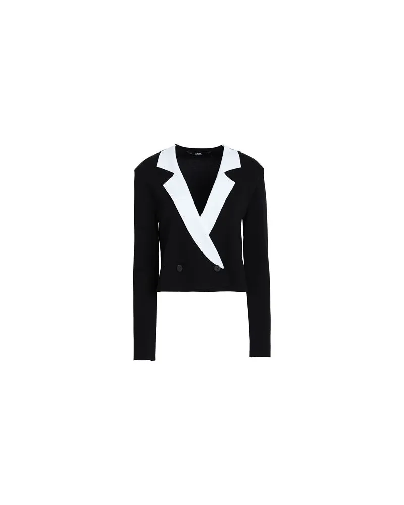 Karl Lagerfeld CROPPED KNIT CARDIGAN - ANZÜGE und CO-ORDS - Blazersauf YOOX.COM Schwarz