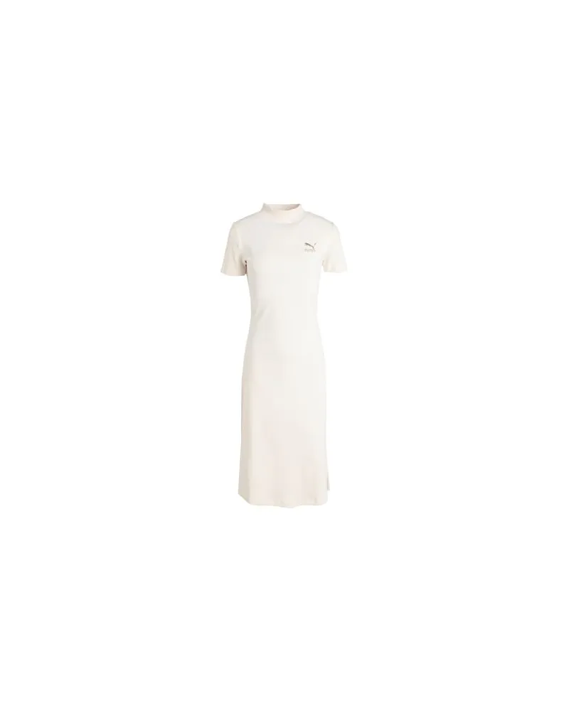 Puma CLASSICS Ribbed Dress  - CLASSICS Ribbed Dress - KLEIDER - Midi-Kleiderauf YOOX.COM Cremeweiß